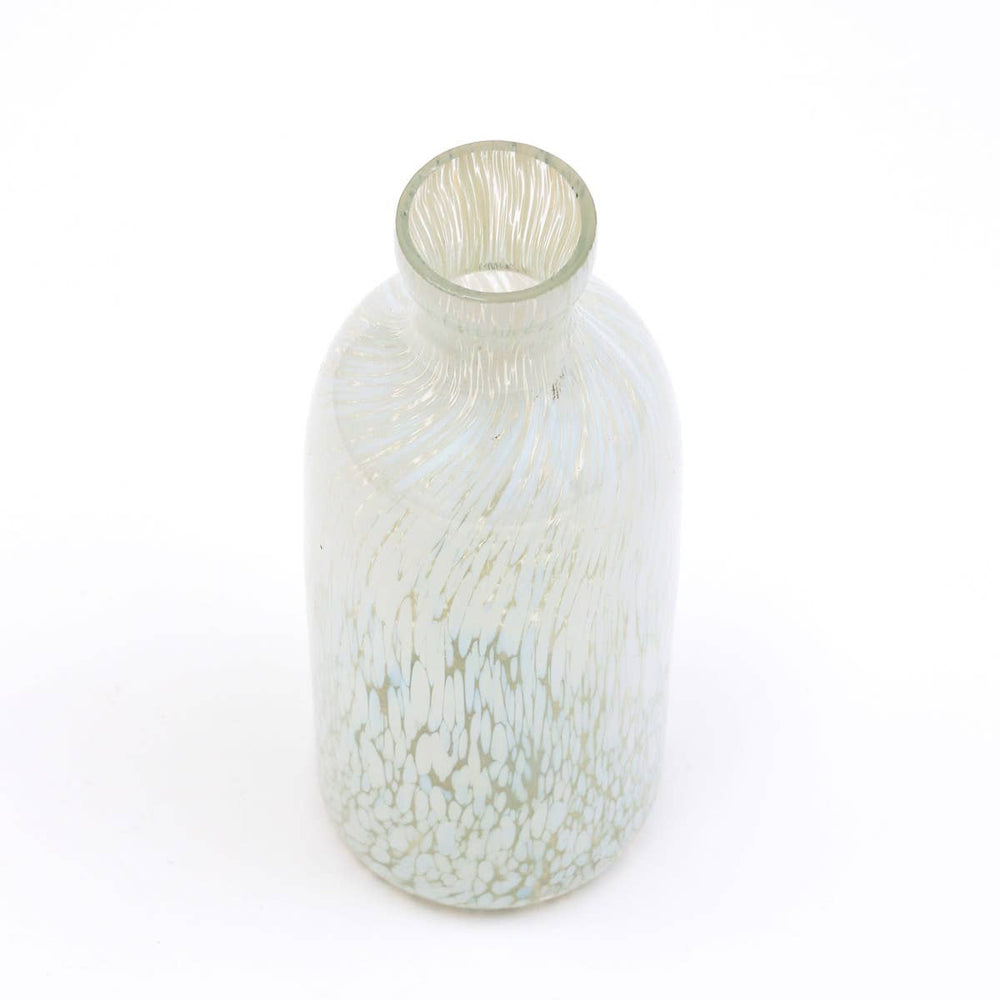 English Elm Decorative Ivory Splutter Glass Bottle Vase 4x10.25" Clear Hurricane Centerpiece for Candles & Flowers B346P336781