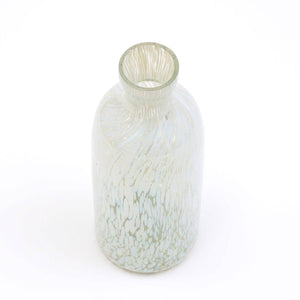 English Elm Decorative Ivory Splutter Glass Bottle Vase 4x10.25" Clear Hurricane Centerpiece for Candles & Flowers B346P336781