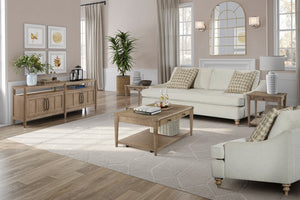 English Elm Sand Sand Colored Cocktail Table with 2 Drawers, Casters & Transitional Solid Wood Design for Living B2699P218287