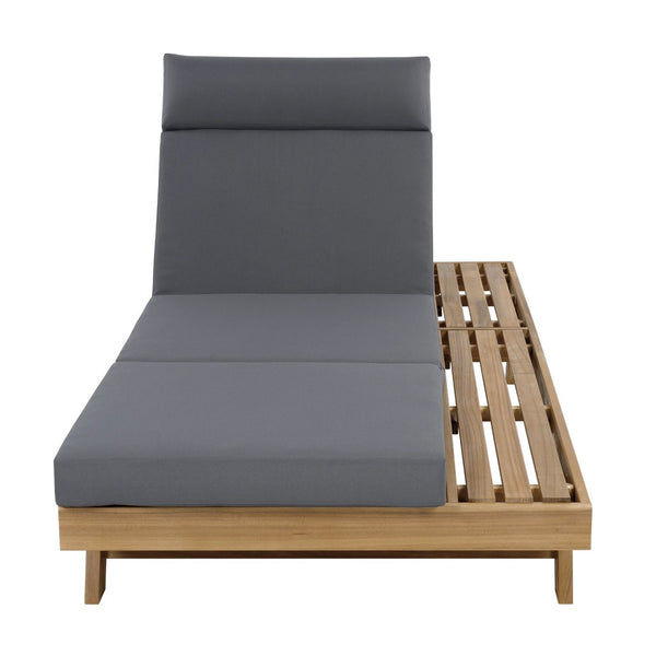 English Elm Lounge Chaise Outdoor Acacia Wood Slatted Frame with Water Resistant Cushion Resort Style Dark Gray,Light Brown N770P442L67G