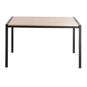 English Elm Fuji Contemporary Dining Table with Solid Black Metal Base and Warm Wood Top — Seats Six Comfortably Natural B202S01123