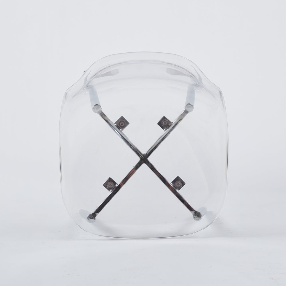 English Elm chrome minimalist transparent dining chair set of 4 with chrome metal legs, 220lb capacity, easy assemble W234P196530