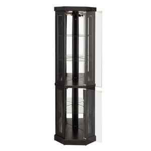 English Elm Lighted Corner Curio Cabinet - Elegant Display Case With Built-In Lighting For Antiques & Collectibles W2275P292657