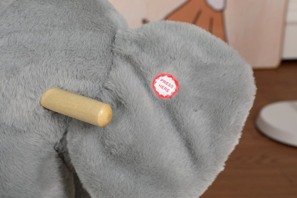 English Elm Kids Elephant Plush Rocking Toy with Sound Button Safety Belt and Sturdy Steel Frame W3723P374146