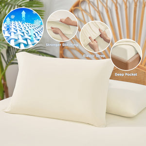 JLA Home Main Street - Cooling breathable 3pc sheet set with moisture-wicking stretch knit for cooler nights and snug fit Ivory OLX10-0020