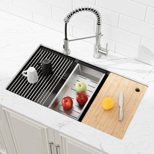 English Elm Stainless Steel Handmade Undermount Kitchen Sink Single Bowl with Brushed Finish T3177P296193