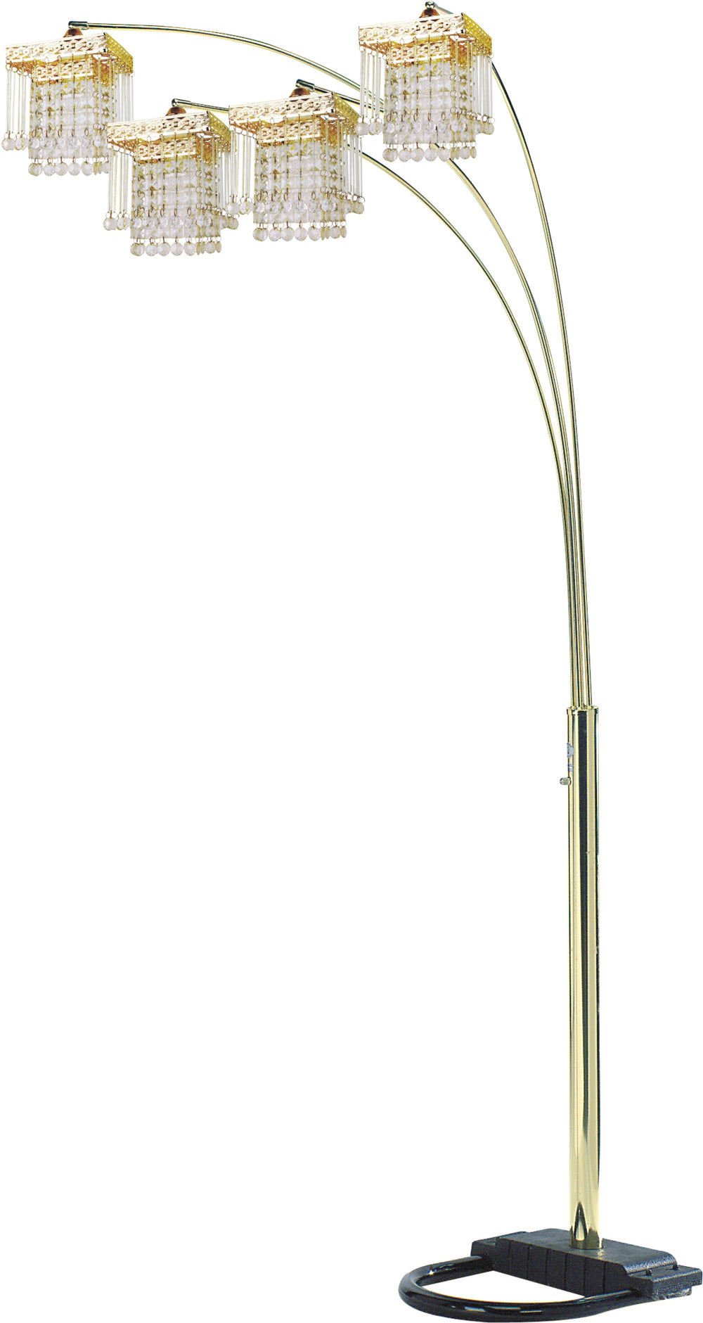 English Elm Gold Arched 4-Square Shade Floor Lamp with Crystal-Inspired Gold Accents, Adjustable Arms, 3-Way Switch B080P306246