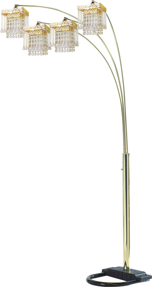 English Elm Gold Arched 4-Square Shade Floor Lamp with Crystal-Inspired Gold Accents, Adjustable Arms, 3-Way Switch B080P306246