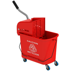 English Elm Homcom Rolling Mop Bucket 21 Quart with Wringer and Dual Chamber Water Separation W2225P217084