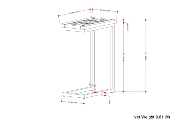 English Elm Skyler Natural C Side Table with Inlay — Handcrafted Mango Wood & Black Metal, Slide-Under Laptop Table B136P203444