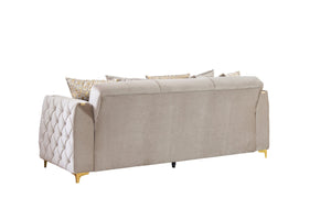 English Elm Lippa Quilted Polyester Sleeper Sofa with Gold Legs Storage and Contemporary Style Taupe B009S02238