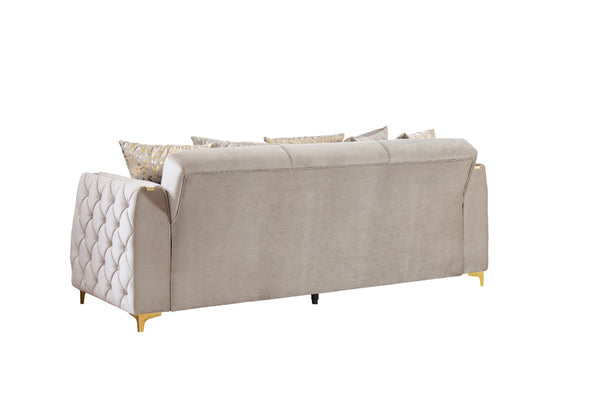 English Elm Lippa Quilted Polyester Sleeper Sofa with Gold Legs Storage and Contemporary Style Taupe B009S02238
