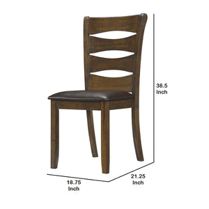 English Elm Transitional Ladder Back Dining Chairs Solid Wood Faux Leather Seat Set of 2 B056P416794
