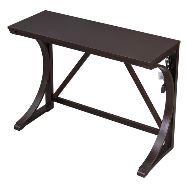 English Elm Topmax Farmhouse Counter Dining Set with Built-in Usb Charging and Upholstered Stools Espresso N717P352068P