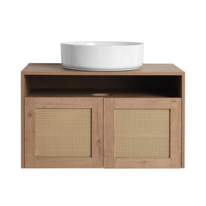 English Elm 30" Bathroom Vanity With Integrated Sink, Soft-Close Doors, & Modern Floating Design For Minimalist Space W999S00397