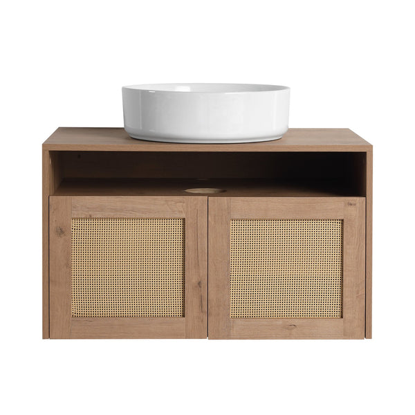 English Elm 30" Bathroom Vanity With Integrated Sink, Soft-Close Doors, & Modern Floating Design For Minimalist Space W999S00397