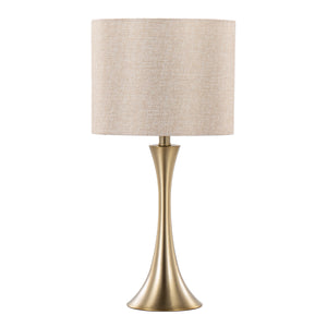 English Elm Lenuxe 24" Contemporary Metal Table Lamp Set of 2 with Metallic Linen Drum Shade and 3-Way Switch Gold B202P224068