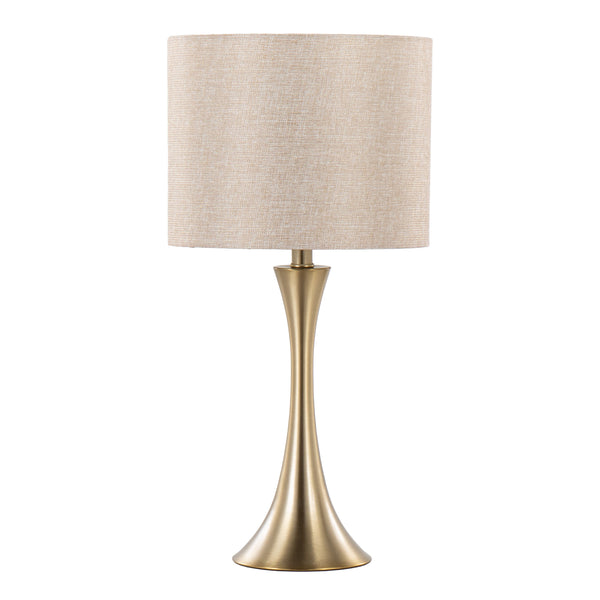 English Elm Lenuxe 24" Contemporary Metal Table Lamp Set of 2 with Metallic Linen Drum Shade and 3-Way Switch Gold B202P224068