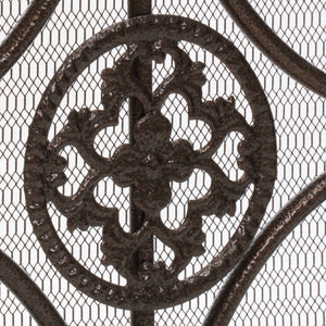 English Elm Christopher Knight Home® - WILMINGTON Darcie Wrought Iron Fireplace Screen with Ornate Victorian Detailing, Copper Brown Finish Golden Black 55342.00GLD