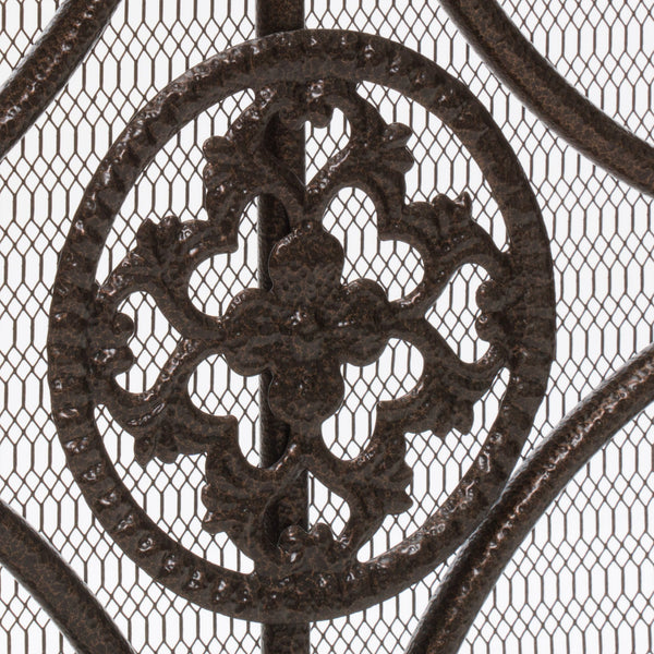 English Elm Christopher Knight Home® - WILMINGTON Darcie Wrought Iron Fireplace Screen with Ornate Victorian Detailing, Copper Brown Finish Golden Black 55342.00GLD