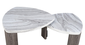 English Elm Contemporary Nesting Cocktail Table Set With Marble Pattern And Hidden Casters For Small Spaces B2741P395275