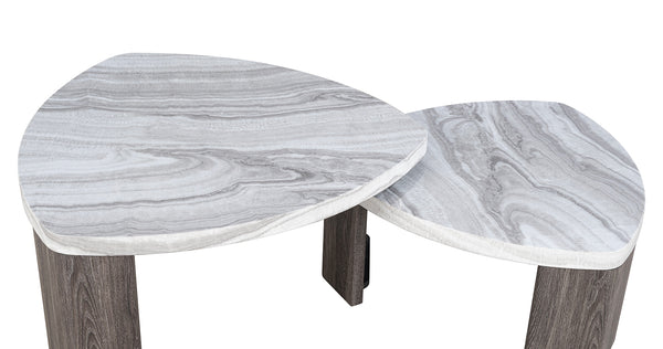 English Elm Contemporary Nesting Cocktail Table Set With Marble Pattern And Hidden Casters For Small Spaces B2741P395275