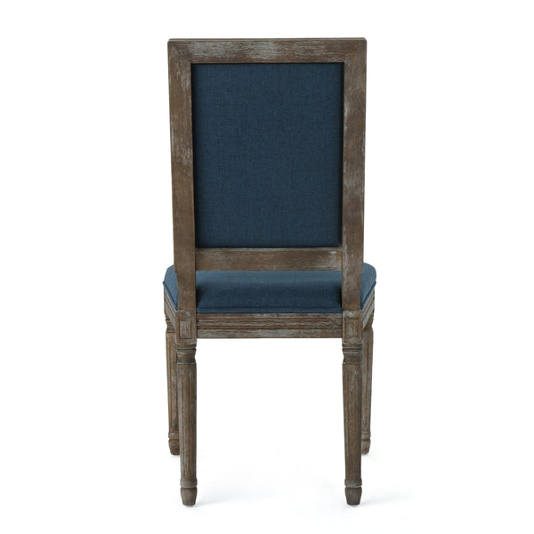 English Elm Christopher Knight Home® - DINING Navy Blue Fabric Chairs Set of 2 with Weathered Rubberwood Legs, Classic Antique Look, 250lb Capacity 61568.00NBL