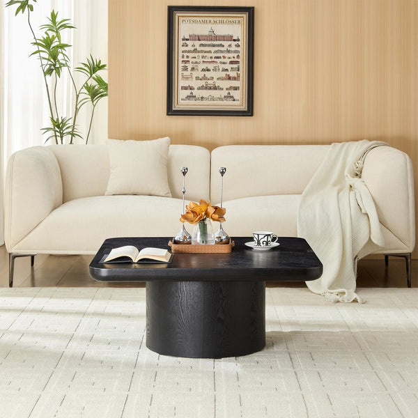 English Elm Square Herringbone Parquet Veneer Coffee Table Low Profile Contemporary Living Room Black W2085P384778
