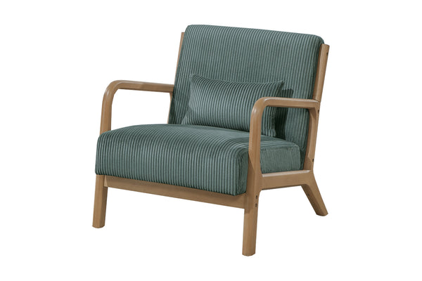 English Elm Sage Corduroy Accent Chair with Pillow — Modern Low-Profile Lounge Seat, Slanted Wood Legs, Cozy Comfort B011P369878