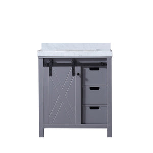 English Elm Dark Grey Bath Vanity 30" W X 22" D With Elegant Carrara Marble Top And Ample Storage Solutions B2731P260002