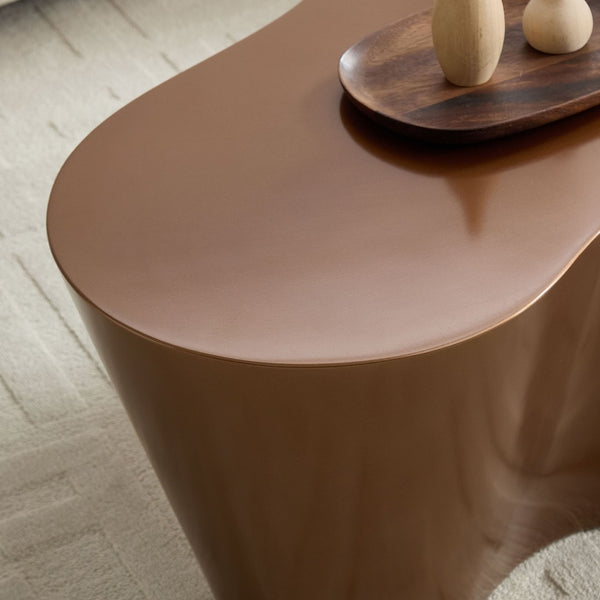 English Elm 50 Inch Sculptural Fiberglass Coffee Table Ready to Use Focal Point for Modern Living Rooms Brown W876P452390