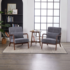 English Elm Mid-Century Upholstered Accent Chair Antique Dark Grey — Ergonomic Solid Wood Frame, Cozy Pillow Seat W2989P295372