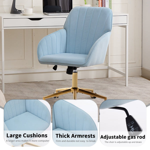 English Elm Ty Ergonomic Velvet Office Chair – Plush Memory Foam, Stylish Baby-Blue, Perfect For Home & Study W2311P199093-GIGA