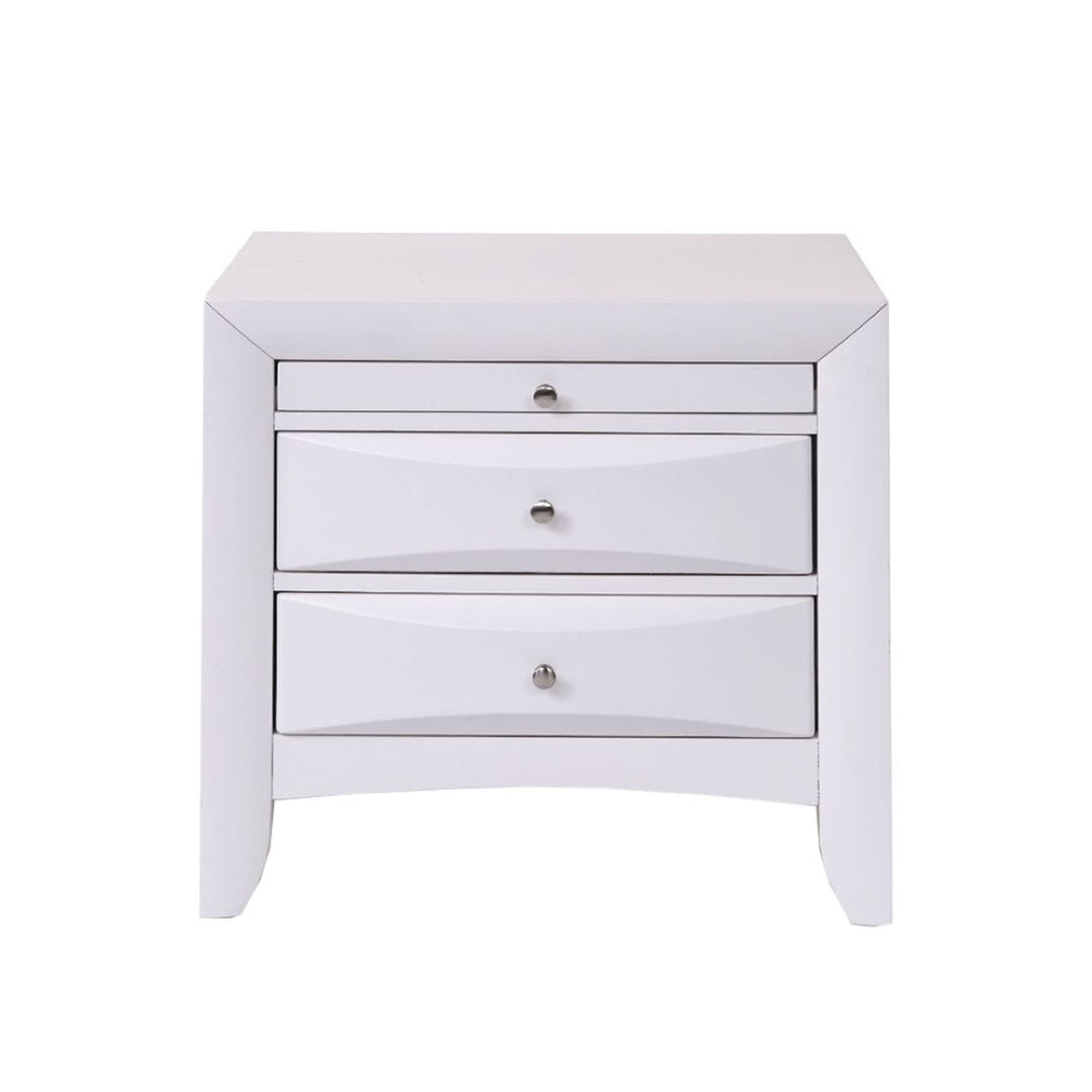 English Elm Wooden Nightstand With 2 Spacious Drawers & Pull-Out Tray, Elegant White Finish For Any Bedroom B016P252983-GIGA