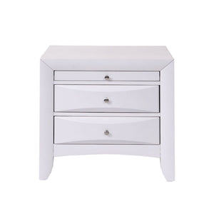 English Elm Wooden Nightstand With 2 Spacious Drawers & Pull-Out Tray, Elegant White Finish For Any Bedroom B016P252983-GIGA
