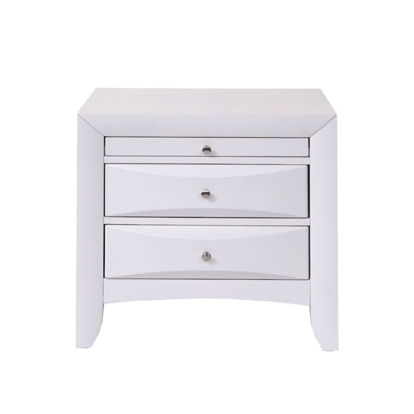 English Elm Wooden Nightstand With 2 Spacious Drawers & Pull-Out Tray, Elegant White Finish For Any Bedroom B016P252983-GIGA
