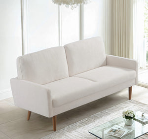English Elm Velvet Kent 3-Seater Sofa with Plush Upholstery, European Modern-Vintage Design and Durable Build Ivory B2735P291969