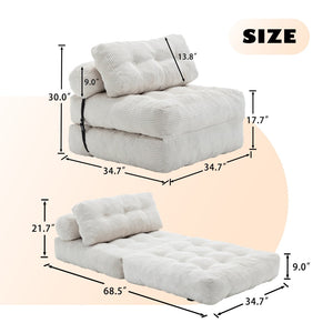 English Elm Folding Floor Sofa Bed Convertible Lounge Chair with Shredded Foam Fill for Bedroom Beige W2200P442793