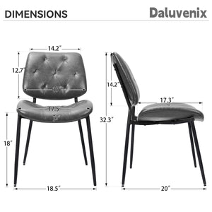 English Elm Dining Chairs Set Of 2 - Modern Ergonomic Design In Dark Gray Pu Leather For Dining & Living Spaces T3950P394502