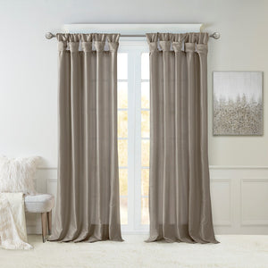 English Elm Twist Faux Silk Lined Window Curtain Panel Pewter 50x120" - Elegant Twist Tab, Privacy Lining, Rod Friendly B03598109