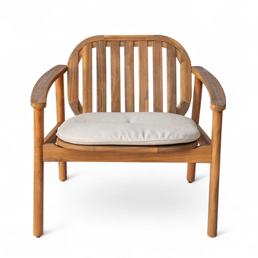 English Elm Christopher Knight Home® - Meja Teak Club Chair Set of 2 with Beige Cushions — Acacia & Eucalyptus Wood, Sleek Outdoor Design N775P282498T