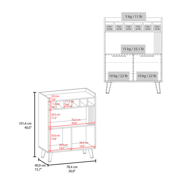 English Elm Bar Cabinet Black+Khaki with 2 Doors 1 Shelf – Compact Engineered Wood Storage, Eco-Friendly Design B097P262383
