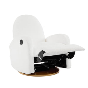English Elm 360 Swivel Glider Recliner with Solid Wood Base Contemporary Upholstered Lounge Chair Beige N771P363407A