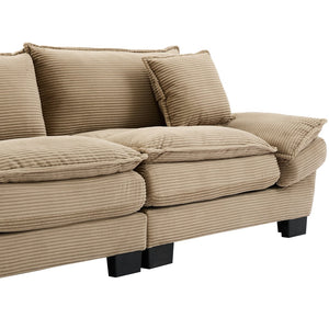 English Elm Corduroy Modern Sofa Sleeper Loveseat with Double-Layer Cushions, Two Pillows, Sturdy Frame 84" khaki W676P227338