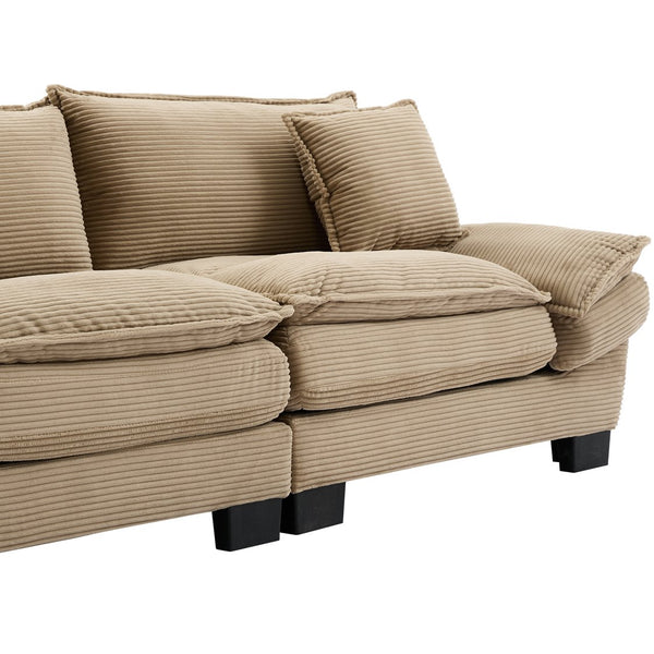 English Elm Corduroy Modern Sofa Sleeper Loveseat with Double-Layer Cushions, Two Pillows, Sturdy Frame 84" khaki W676P227338