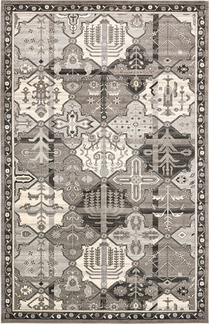 Unique Loom La Jolla Cathedral Machine Made Geometric Rug Gray, Black/Ivory/Silver 10' 6" x 16' 5"