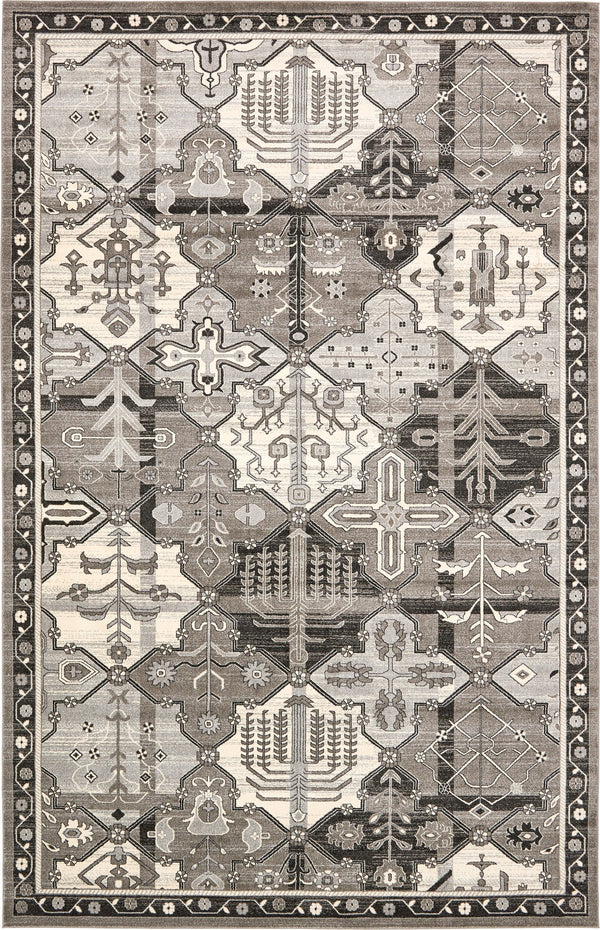 Unique Loom La Jolla Cathedral Machine Made Geometric Rug Gray, Black/Ivory/Silver 10' 6" x 16' 5"