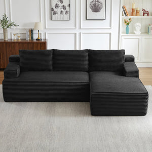 English Elm L-shaped Corduroy Modular Sectional Deep Seat Cloud Sofa for Living Room or Apartment W2339P424637