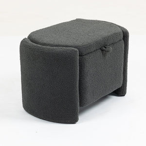 English Elm Mid Mid Century Modern Velvet Accent Chair with Wood Frame, Storage Ottoman, Cozy Reading Seat Grey W547P299474