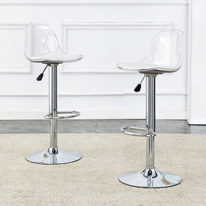 English Elm Modern PU Bar Stools Set of 2 — 360° Swivel, Height Adjustable, Waterproof Leather, Ergonomic White Finish W1151P200322